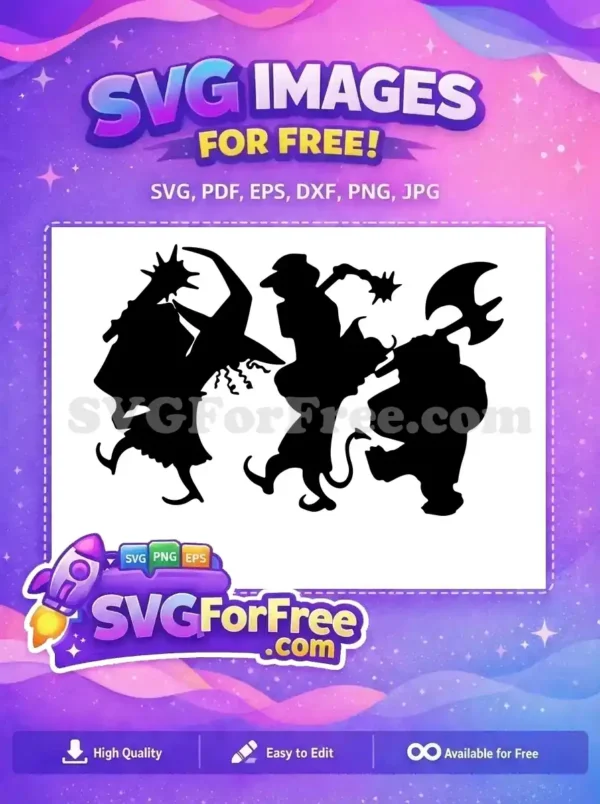 Free Silhouetted Witches Free Dancing Demons Nightmare Before Christmas Free SVG