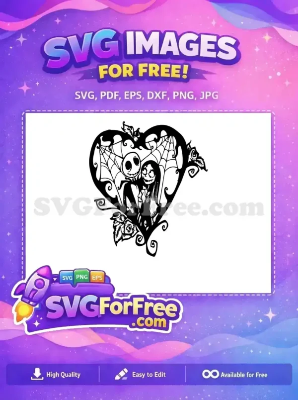Free Smiling Jack Sally Free Heart Spiderweb Nightmare Free SVG