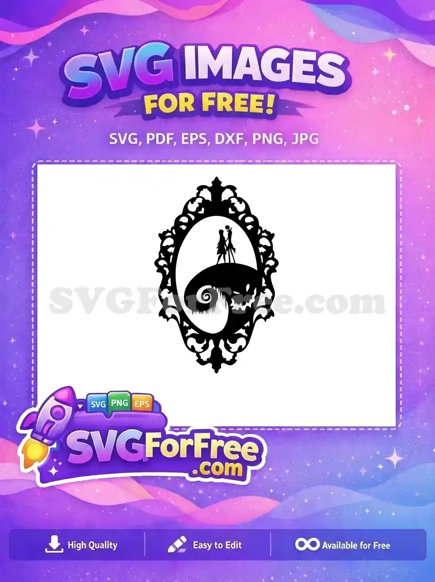 Free Jack and Sally Free Spiral Hill Nightmare Free SVG 1