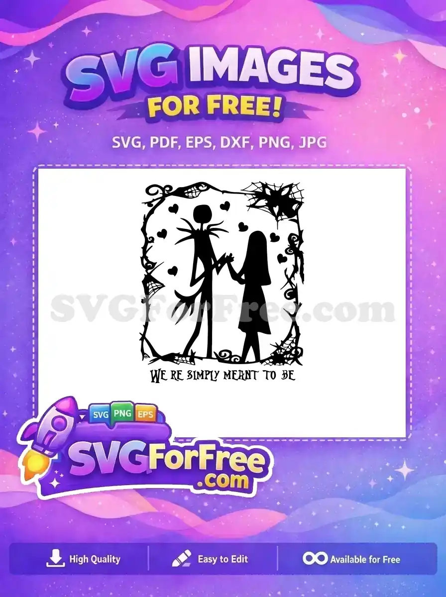 Free Romantic Silhouette Free Hearts and Webs Jack Skellington Free SVG
