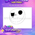 Free Winking Face Jack Free Stitched Smile Nightmare Before Christmas Free SVG - Instant Download