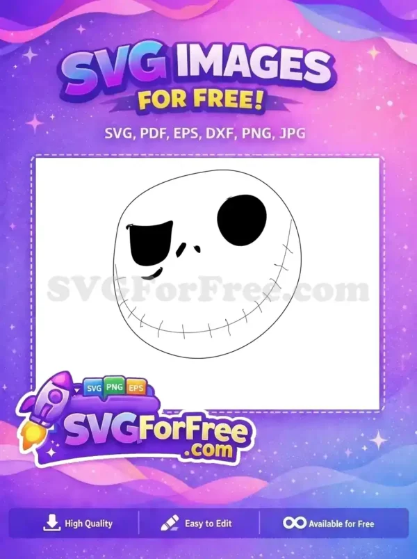 Free Winking Face Jack Free Stitched Smile Nightmare Before Christmas Free SVG Free Winking Face Jack Free Stitched Smile Nightmare Before Christmas Free SVG