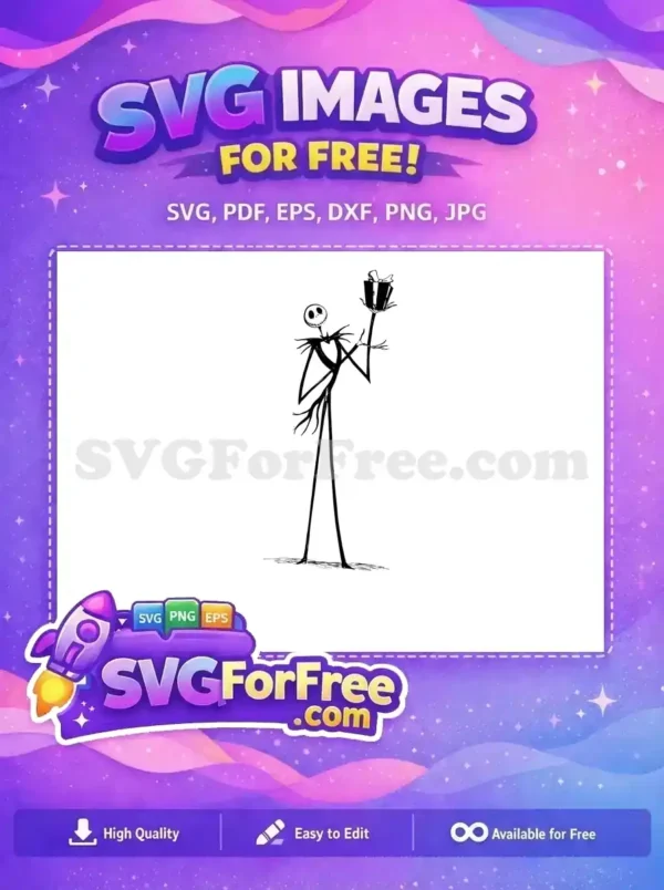 Free Skellington Gift Free Stripes Nightmare Before Christmas Free SVG