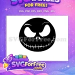 Free Black Silhouette Free Spooky Smile Jack Skellington Free SVG - Instant Download