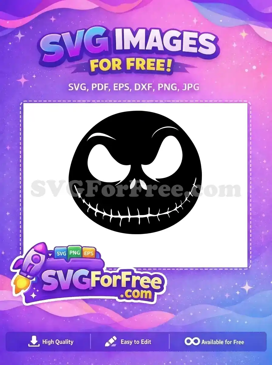 Free Black Silhouette Free Spooky Smile Jack Skellington Free SVG