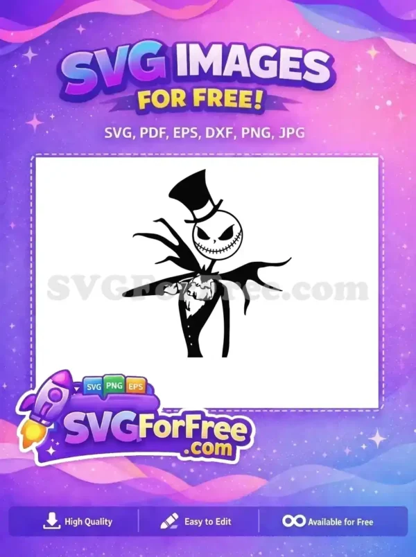 Free Top Hat Free Angry Expression Jack Skellington Free SVG