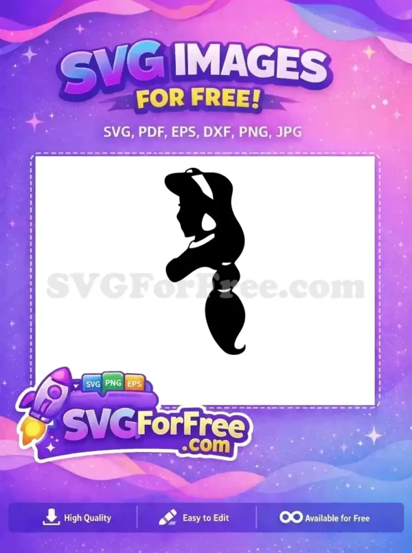 Free Jasmine Silhouette Free Ponytail Outline Aladdin Free SVG