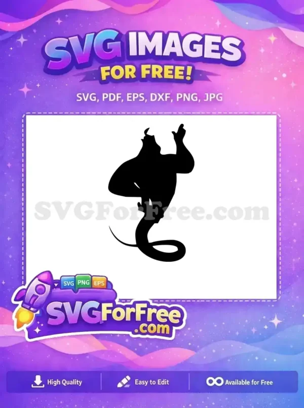 Free Genie Silhouette Free Upward Pose Aladdin Free SVG