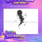 Free Black Tentacle Free White Outline Jellyfish Silhouette Free SVG - Instant Download