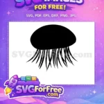 Free Black Silhouette Free Tentacle Jellyfish Free SVG - Instant Download