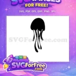 Free Black Silhouette Free Flowing Tentacles Jellyfish Free SVG - Instant Download