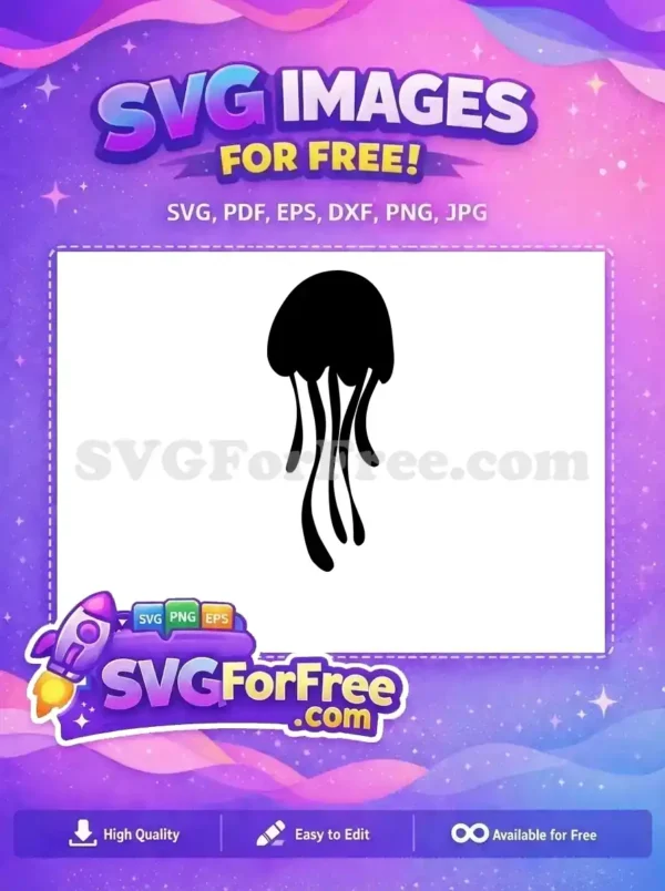 Free Black Silhouette Free Flowing Tentacles Jellyfish Free SVG Free Black Silhouette Free Flowing Tentacles Jellyfish Free SVG