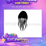 Free Black Jellyfish Free Curvy Tentacles Undersea Free SVG - Instant Download