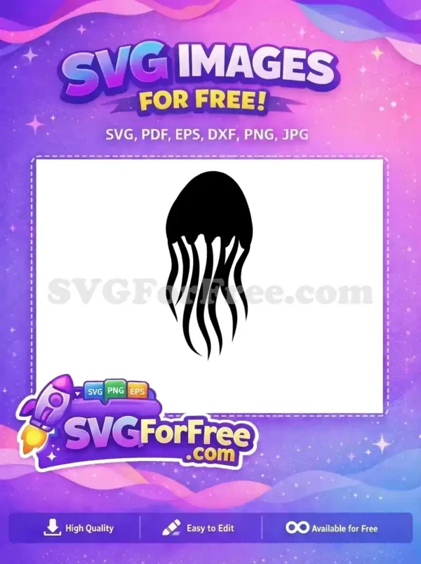 Free Black Jellyfish Free Curvy Tentacles Undersea Free SVG