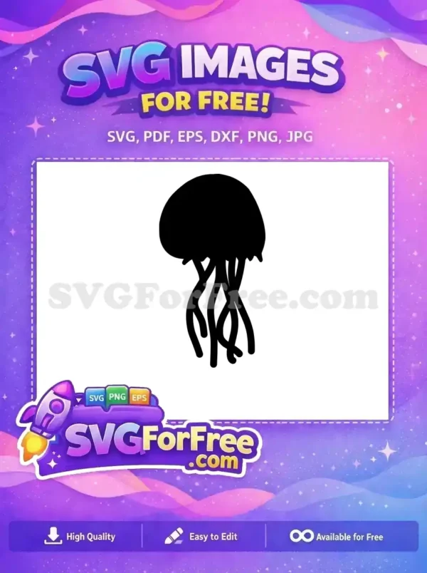 Free Black Silhouette Free Flowing Tentacles Ocean Free SVG 1