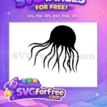 Free Black Tentacles Free Simple Body Jellyfish Outline Free SVG - Instant Download