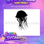 Free Cute Jellyfish Free Tentacle Line Art Undersea Free SVG - Instant Download