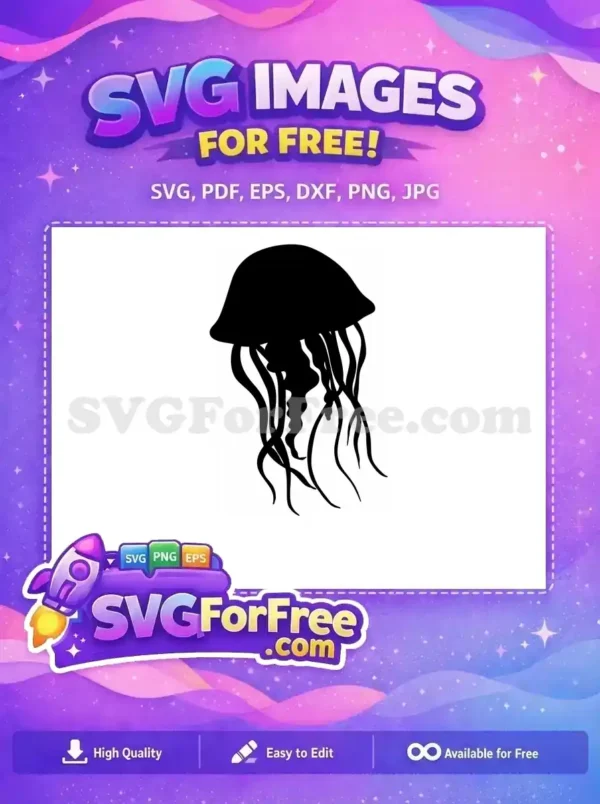 Free Cute Jellyfish Free Tentacle Line Art Undersea Free SVG