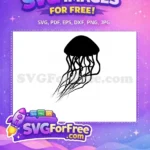 Free Sea Creature Free Simple Tentacle Jellyfish Outline Free SVG - Instant Download