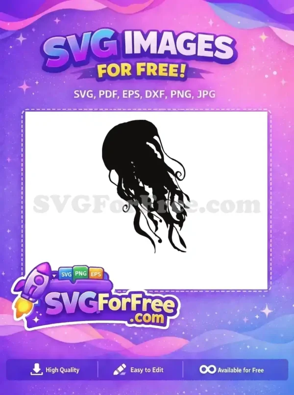 Free Curled Tentacles Free Aquatic Creature Jellyfish Free SVG