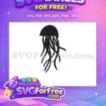 Free Black Ink Jellyfish Free Curvy Tentacles Ocean Free SVG - Instant Download