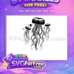 Free Simple Jellyfish Free Tentacle Unique Sea Free SVG - Instant Download