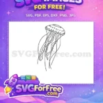 Free Tentacle Swirls Free Black Outline Jellyfish Free SVG - Instant Download