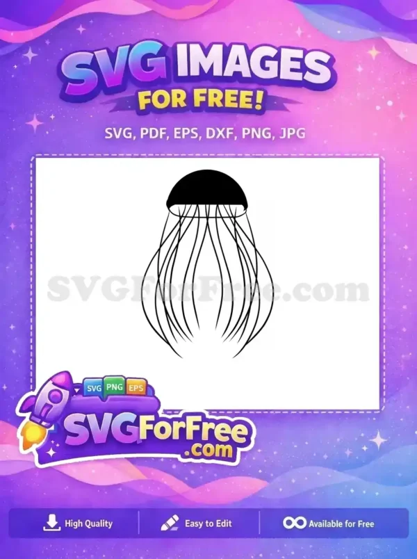 Free Black Jellyfish Tentacles Free Ocean Creature Silhouette Free SVG 2