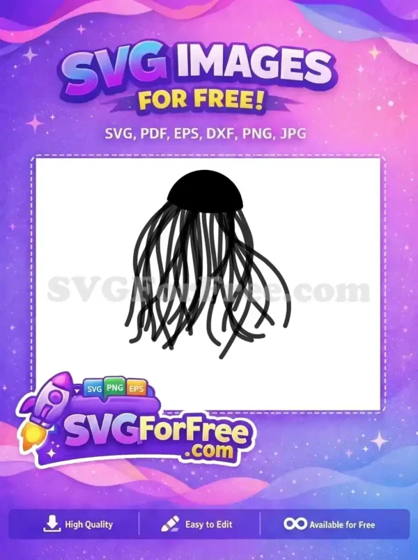 Free Black Ink Free Tentacle Jellyfish Outline Free SVG 2