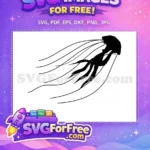 Free Flowing Tentacles Free Silhouette Jellyfish Outline Free SVG - Instant Download