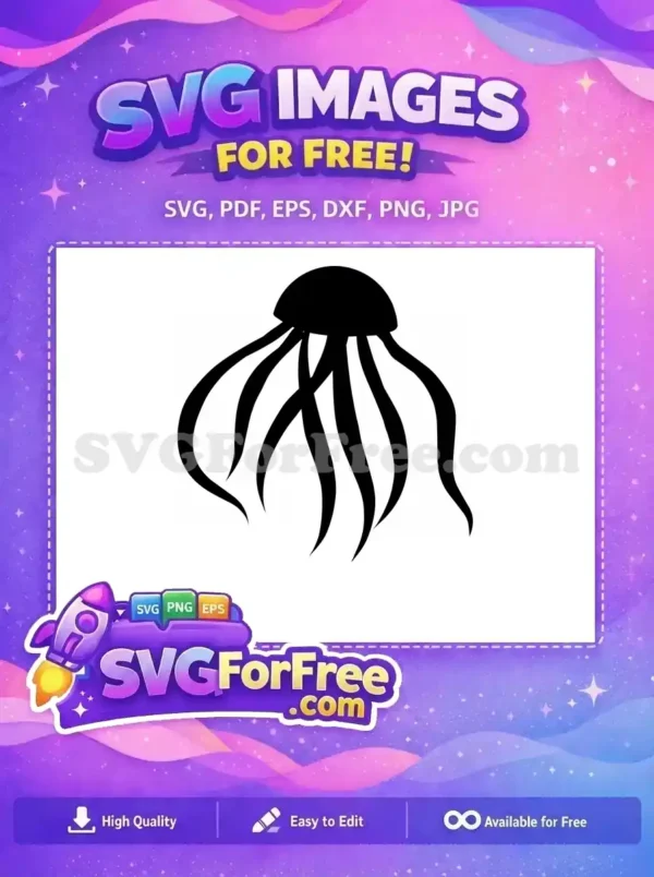 Free Black Silhouette Free Jellyfish Tentacles Ocean Free SVG