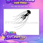 Free Jellyfish Silhouette Free Tentacle Design Undersea Free SVG - Instant Download