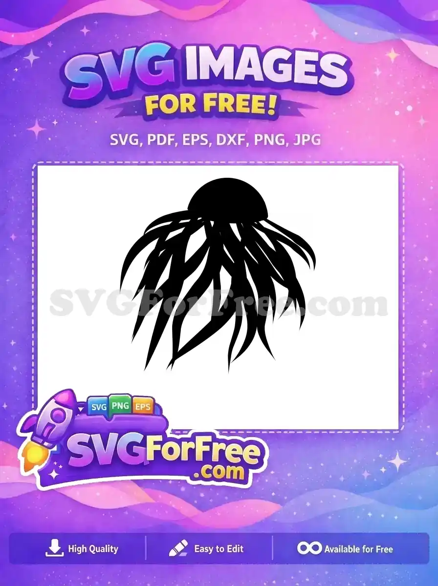 Free Black Tentacles Free Simple Shape Jellyfish Free SVG