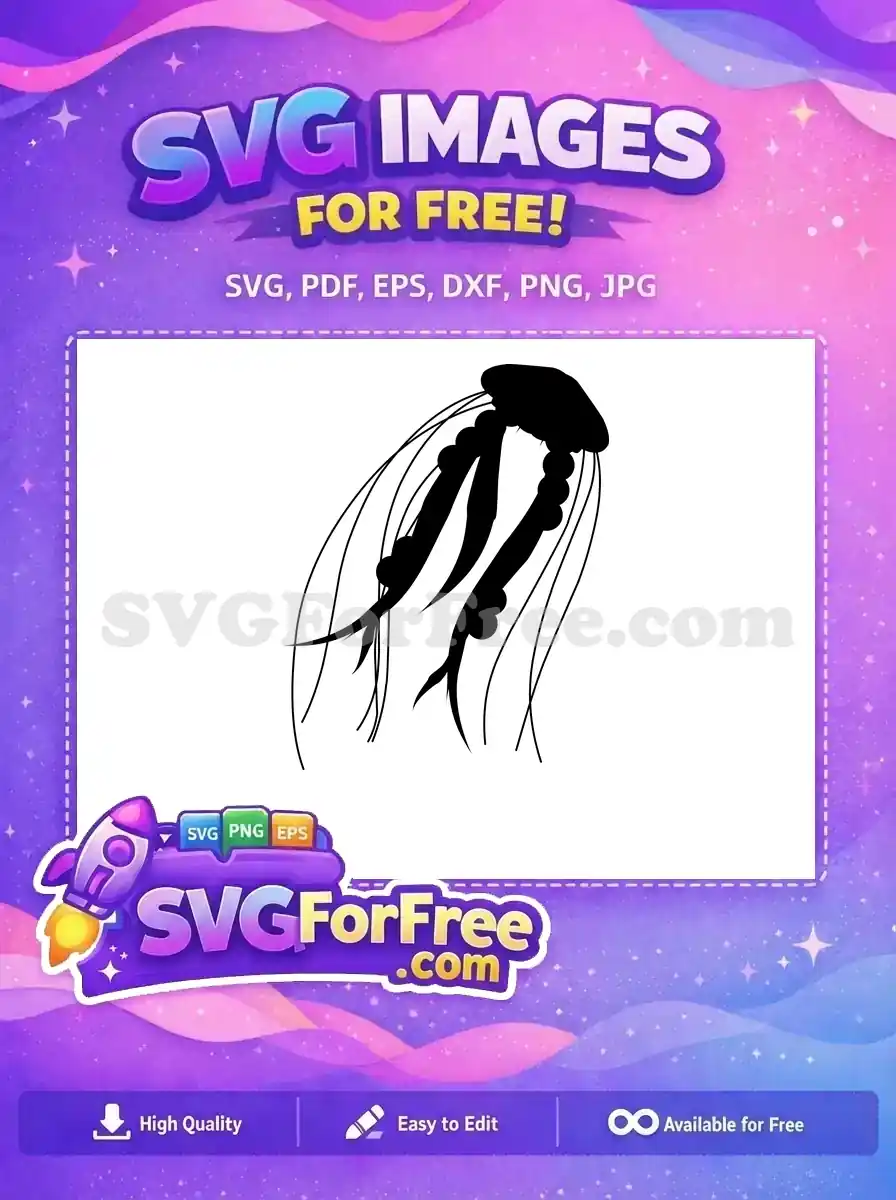 Free Black Tentacles Free Glowing Jellyfish Undersea Free SVG