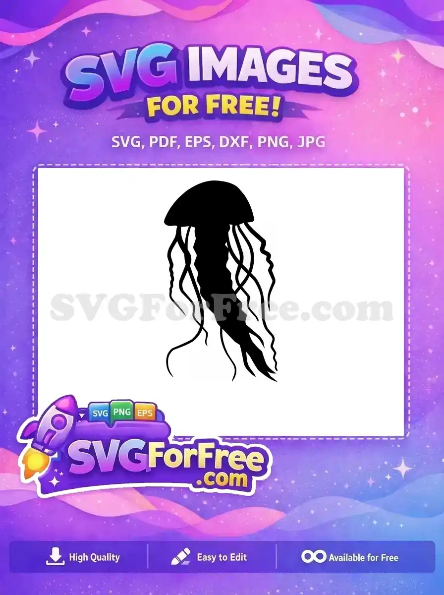 Free Black Jellyfish Silhouette Free Ocean Creature Simple Free SVG