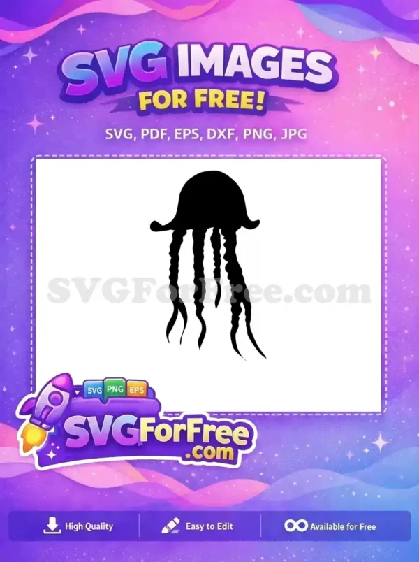 Free Black Tentacle Free Sea Creature Jellyfish Free SVG 3