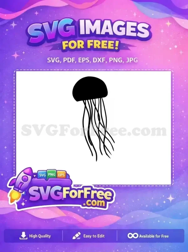 Free Black Tentacles Free Silhouette Swimming Jellyfish Free SVG