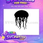 Free Black Silhouette Free Tentacle Jellyfish Outline Free SVG - Instant Download