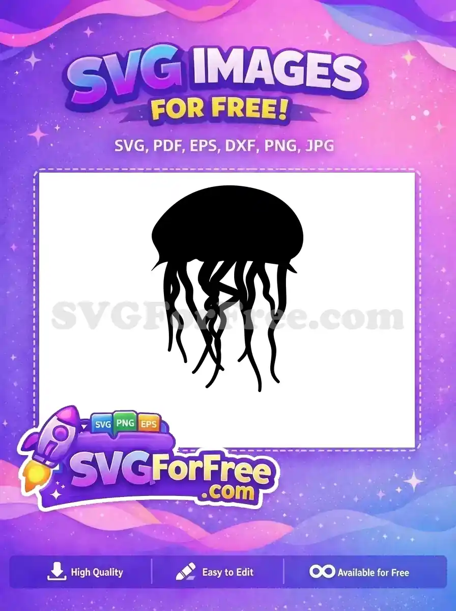 Free Black Silhouette Free Tentacle Jellyfish Outline Free SVG