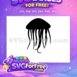 Free Black Silhouette Jellyfish Free Ocean Creature Simple Free SVG 2 - Instant Download