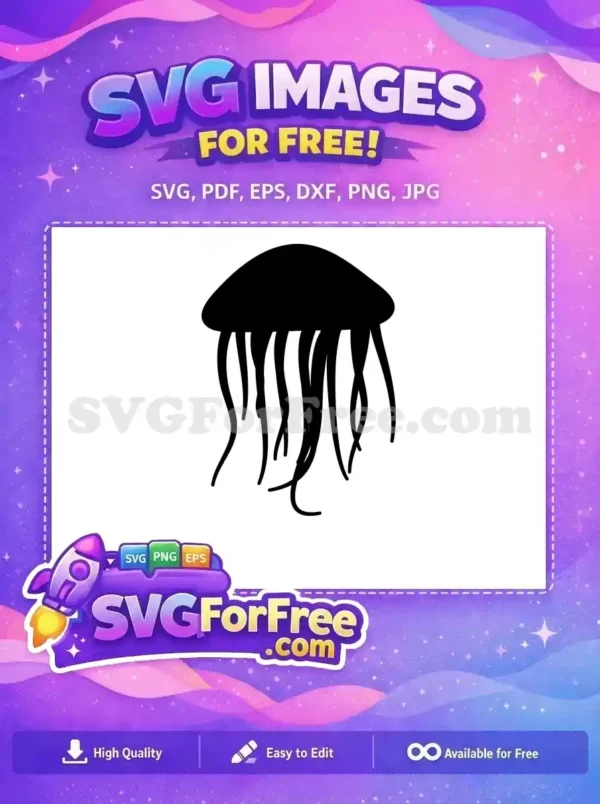 Free Black Silhouette Jellyfish Free Ocean Creature Simple Free SVG 2