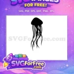 Free Black Silhouette Free Tentacles Jellyfish Outline Free SVG - Instant Download