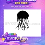 Free Black Silhouette Free Tentacles Sea Jellyfish Free SVG - Instant Download