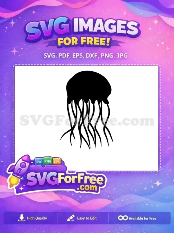 Free Black Silhouette Free Tentacles Sea Jellyfish Free SVG