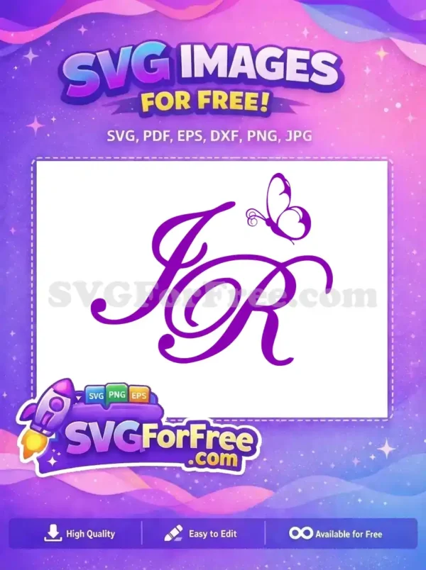 Free Purple Initial JR Butterfly Free Monogram Jenni Rivera Free SVG