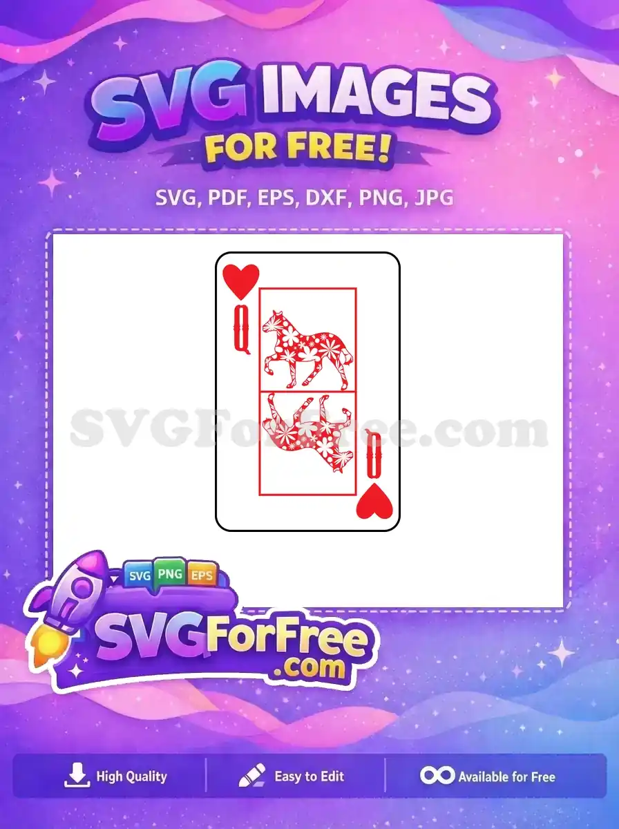 Free Floral Horse Queen Free Playing Card Free SVG
