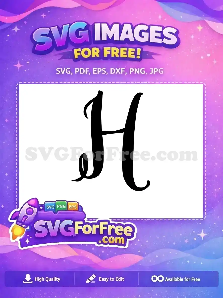 Free Calligraphy Letter Free H Initial Monogram Free SVG