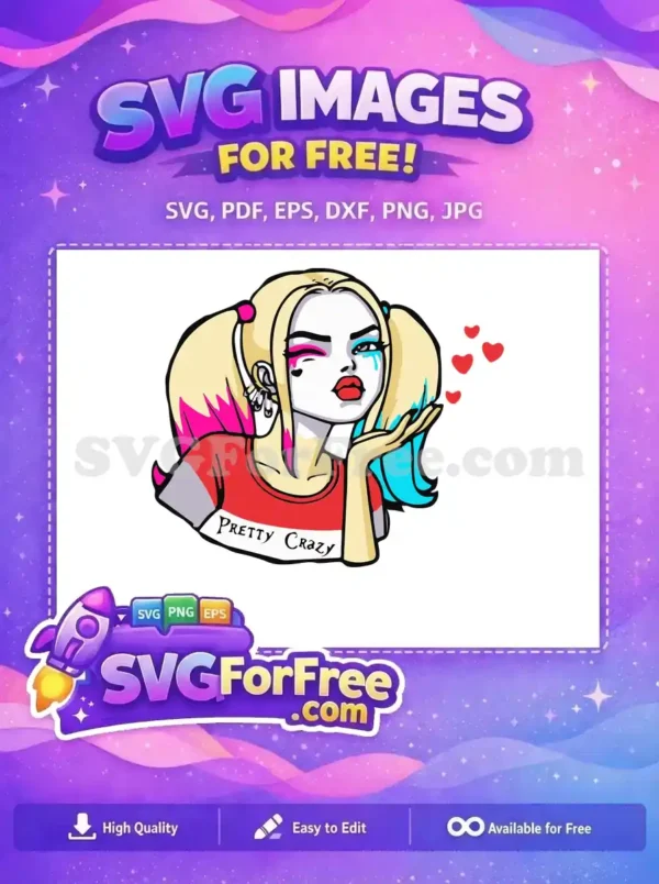 Free Winking Harley Quinn Free Blowing Kiss Joker Free SVG 1