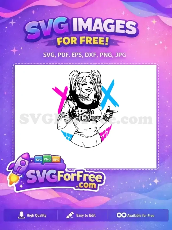 Free Pink Blue X Eyes Free Mouth Joker Free SVG