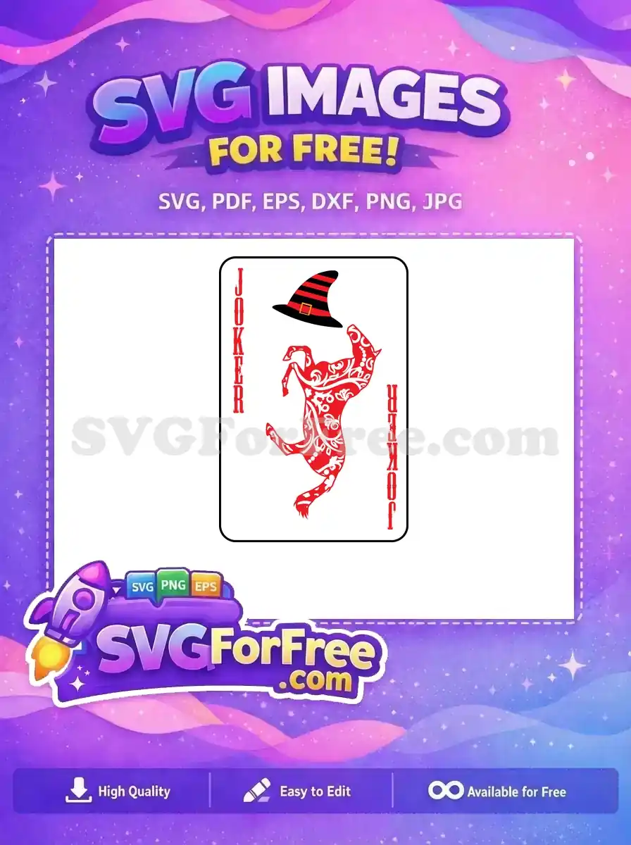 Free Red Floral Horse Free Witch Hat Joker Free SVG